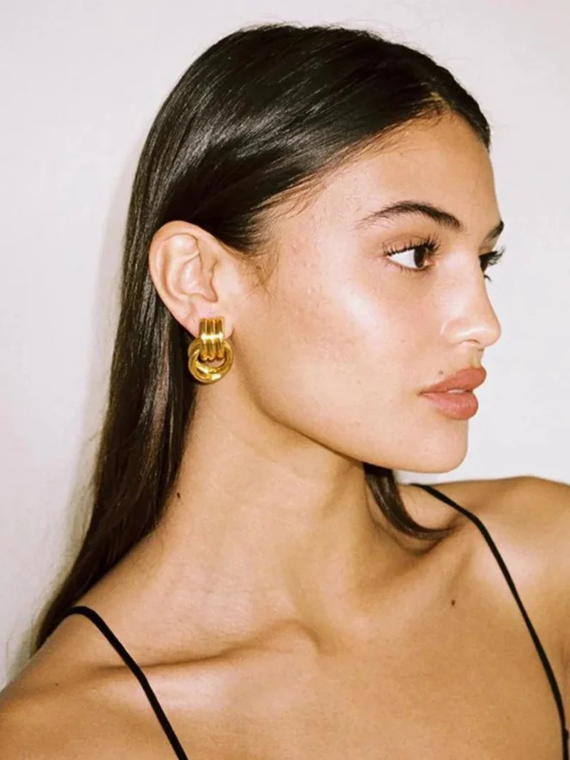 Layered Knot Circle Earrings