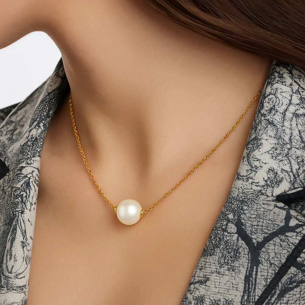 Yellow Pearl Pendant Necklace