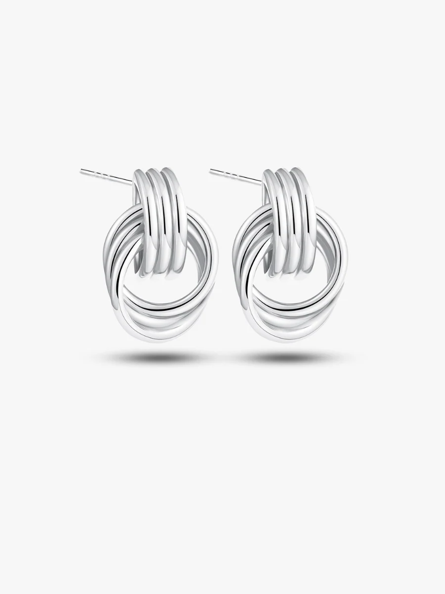Layered Knot Circle Earrings