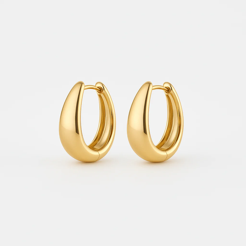 Yellow Gold Oval Earrings