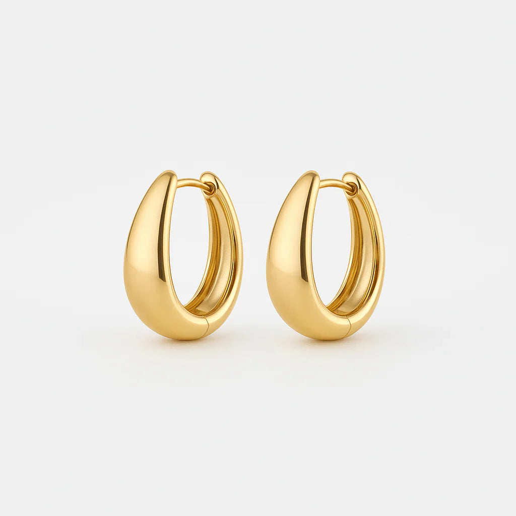 Premium Gold Oval Earrings